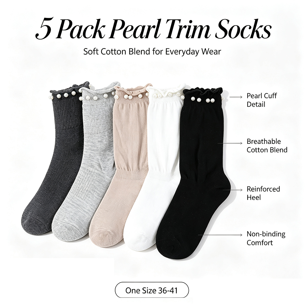 Women'S Shoes For Crews - 5 Pairs Women Pearl Ruffle Crew