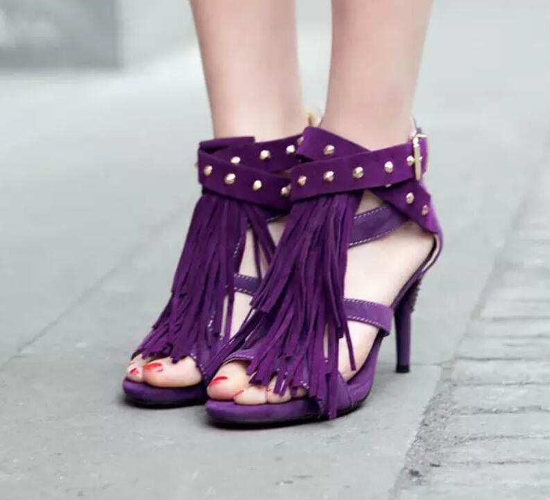 Sexy Purple Black Faux Suede T - Women'S Shoes Size 12 评论和价格