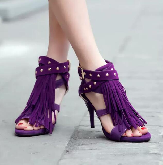 Sexy Purple Black Faux Suede T - Women'S Shoes Size 12 评论和价格