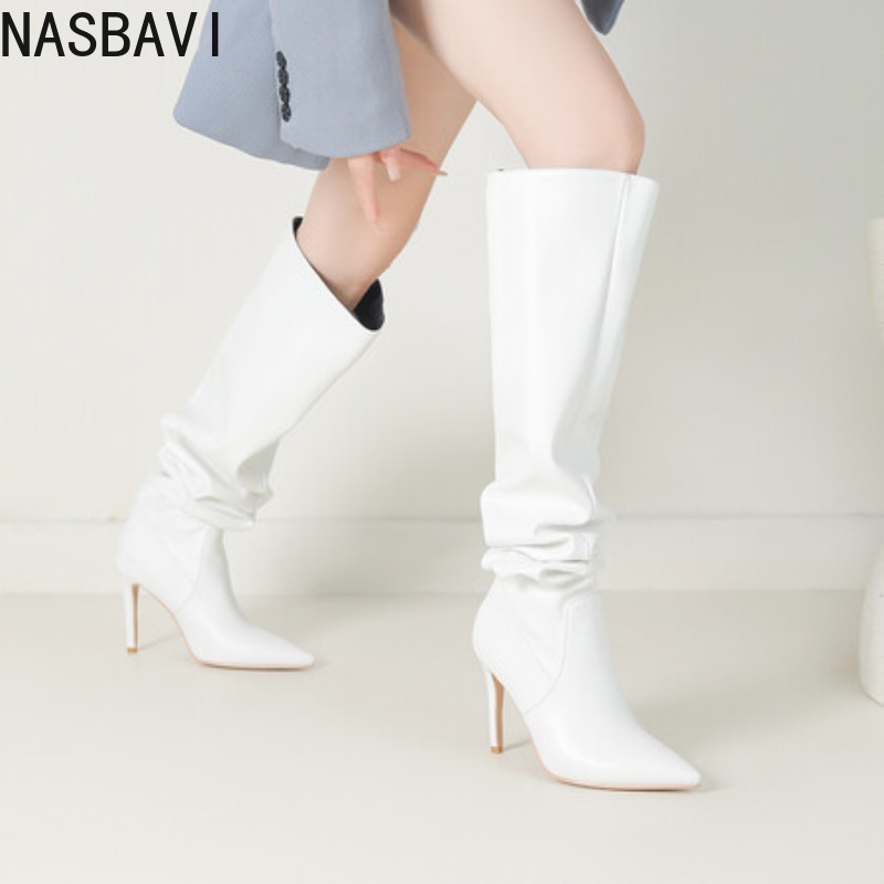 NASBAVI Black Pointed Toe Luxu - Zip Up Boots Short 评论和价格