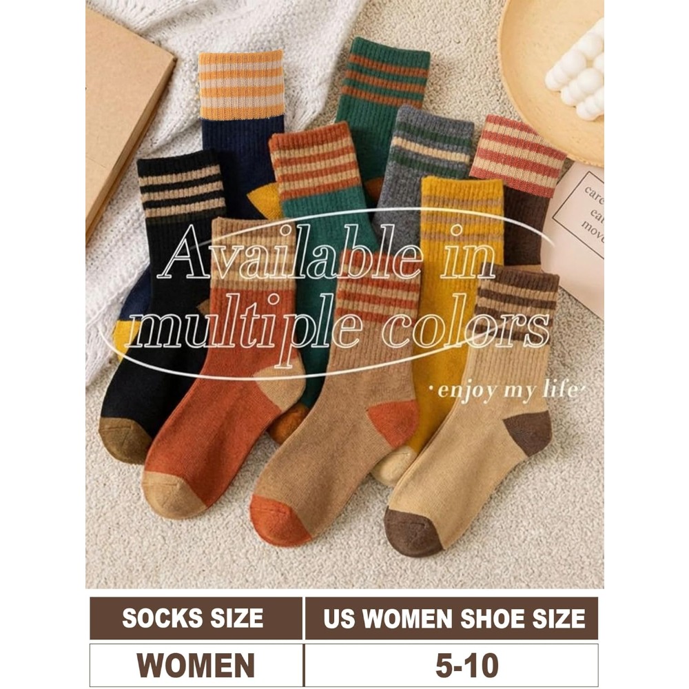 5 Pairs Women Crew Socks Knitt - Women'S Shoes For Crews 评论和价格
