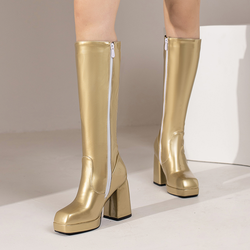 Green Winter Women Platform Kn - Zip Up Boots Short 评论和价格