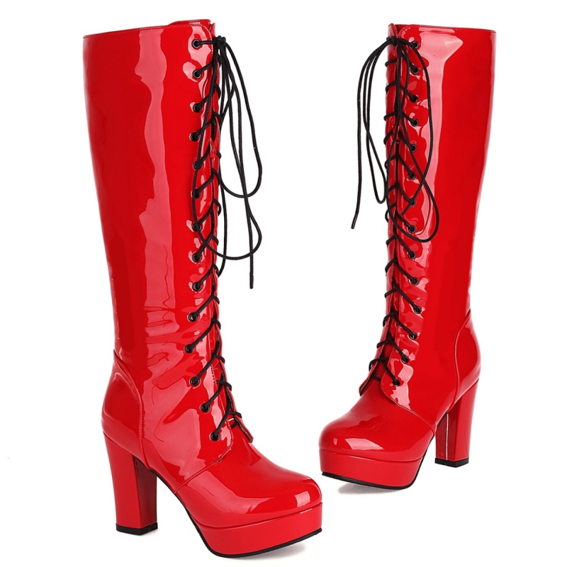 High Heels Platform Knee High  - Zip Up Boots Short 评论和价格