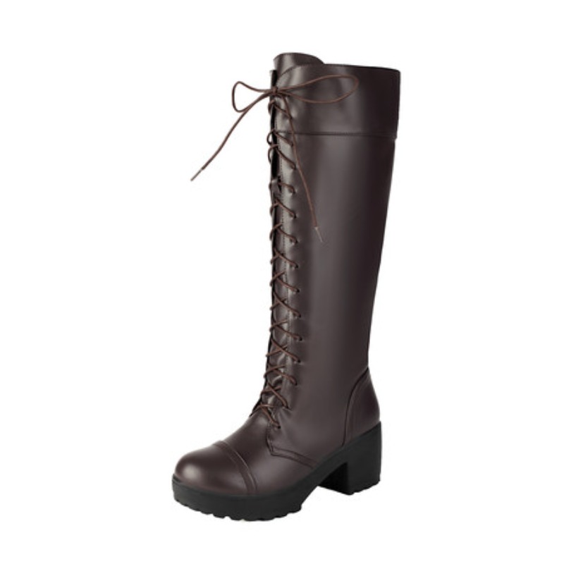 Womens Knee High Lace Up Comba - Zip Up Boots Short 评论和价格